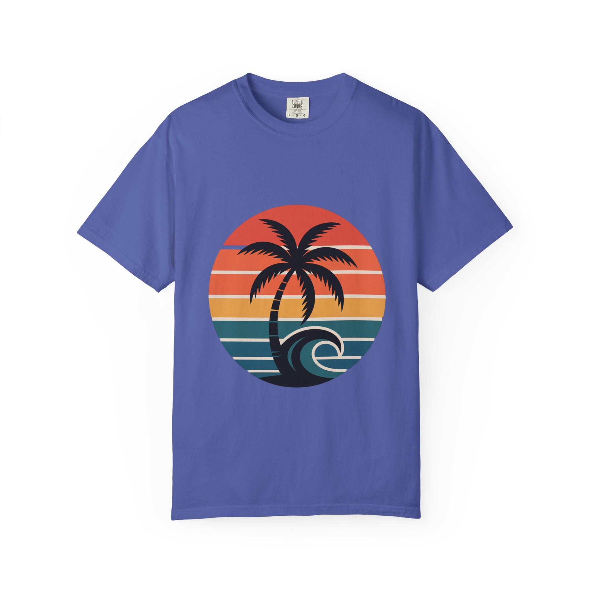 Salt Air Messy Hair Beach Shirt, Retro Sunset Badge T-Shirt, Vintage Palm Tree Wave Tee, Summer Vacation Gift