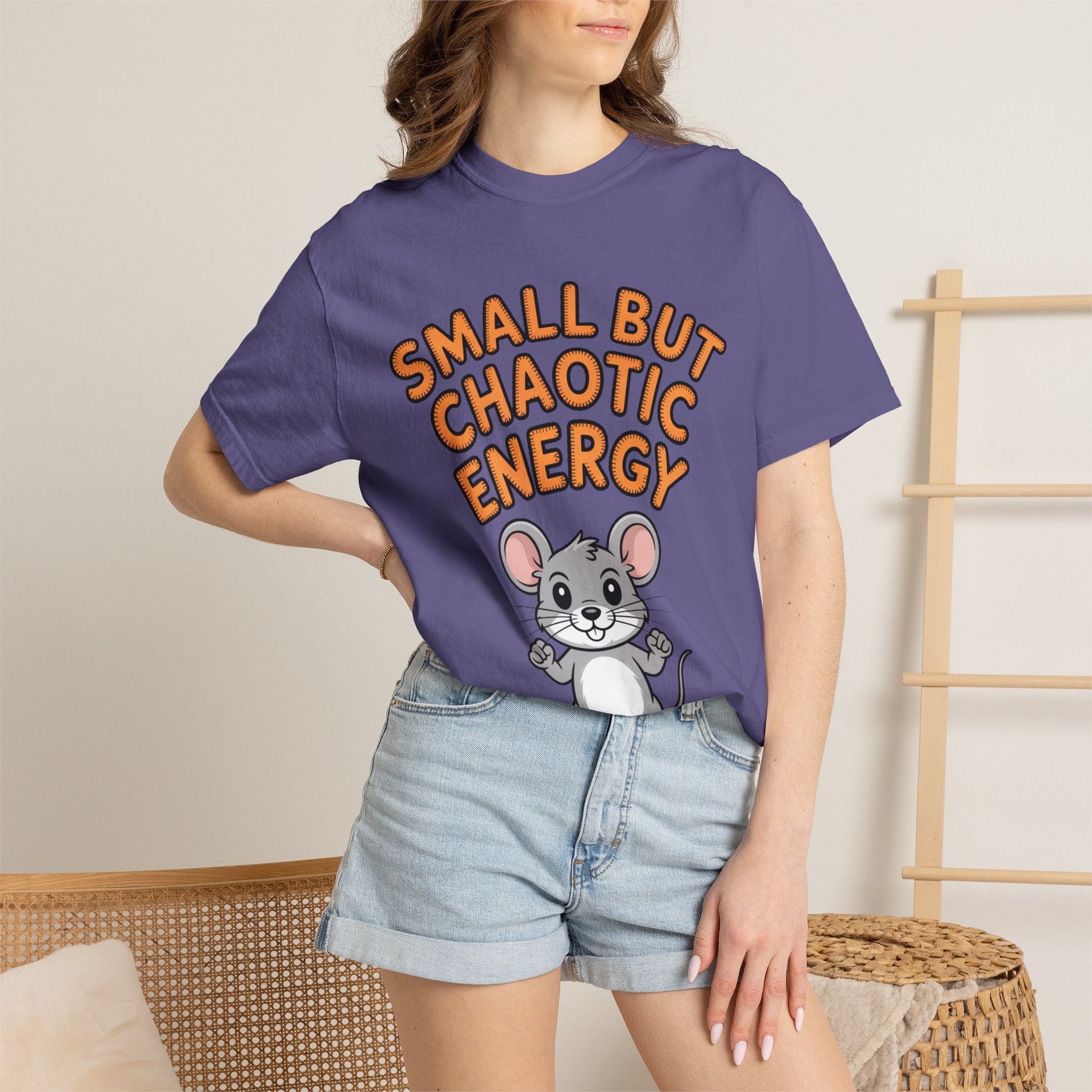 Small But Chaotic Energy Mouse Shirt, Funny Mouse T-Shirt, Cute Cartoon Animal Tee, Sarcastic Gift for Her