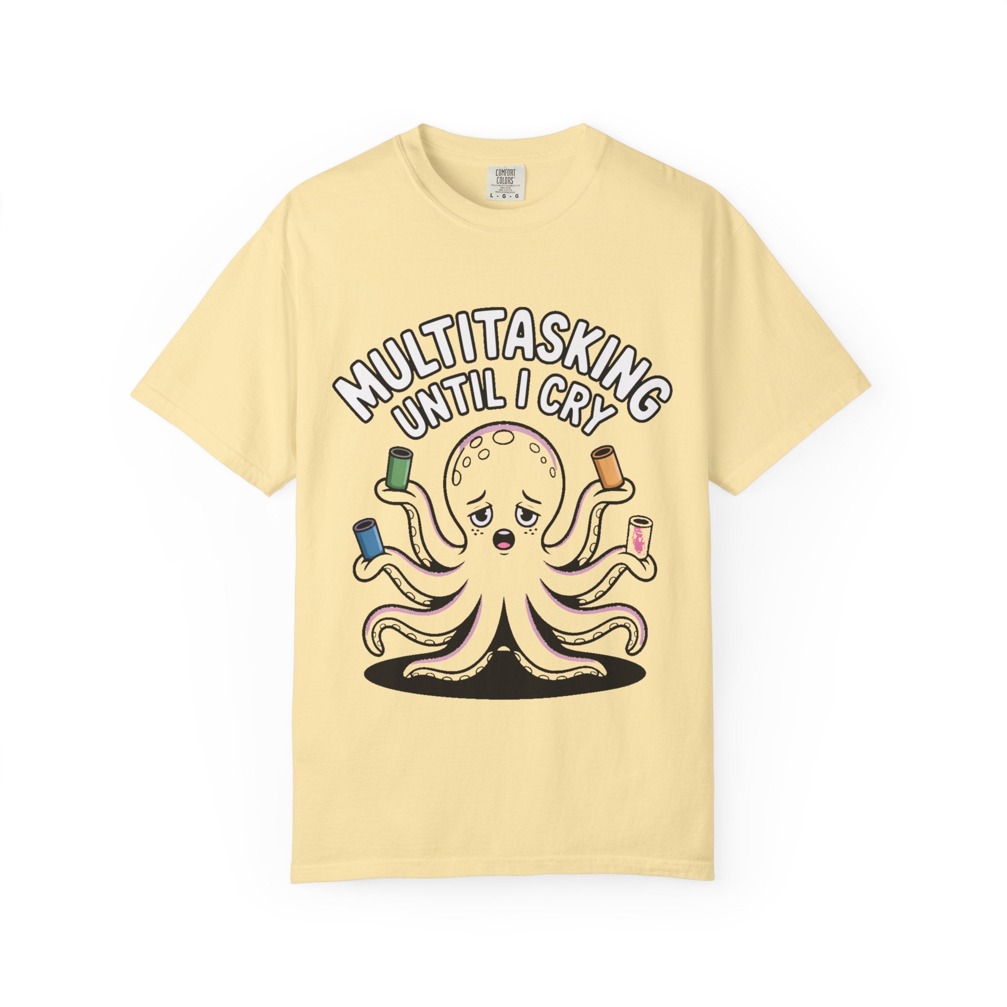 Multitasking Octopus Shirt, Funny Stressed Octopus T-Shirt, Multitasking Until I Cry Tee, Cute Cartoon Octopus Gift