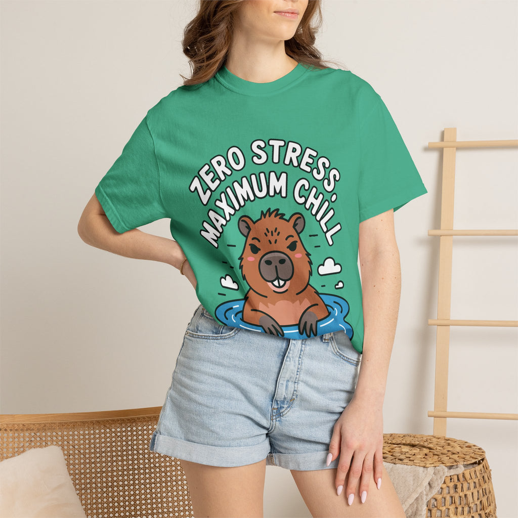 Zero Stress Capybara Shirt, Funny Hot Spring Capybara T-Shirt, Maximum Chill Tee, Cute Animal Lover Gift