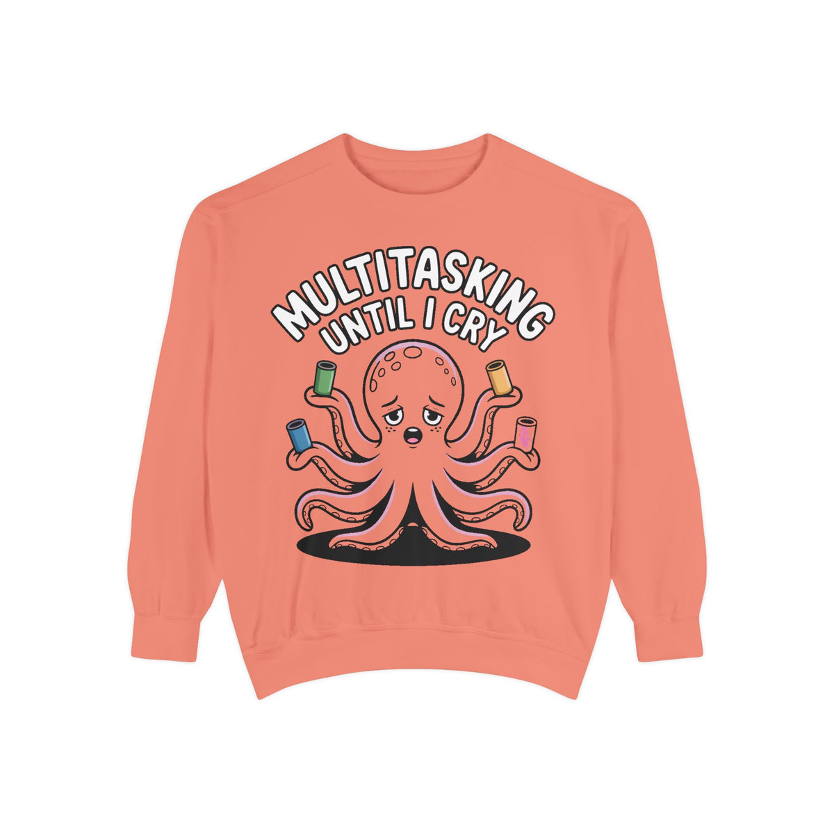 Multitasking Octopus Sweatshirt, Funny Stressed Octopus Crewneck, Embroidery-Patch Style Sweatshirt, Busy Mom Gift, Work Humor Pullover