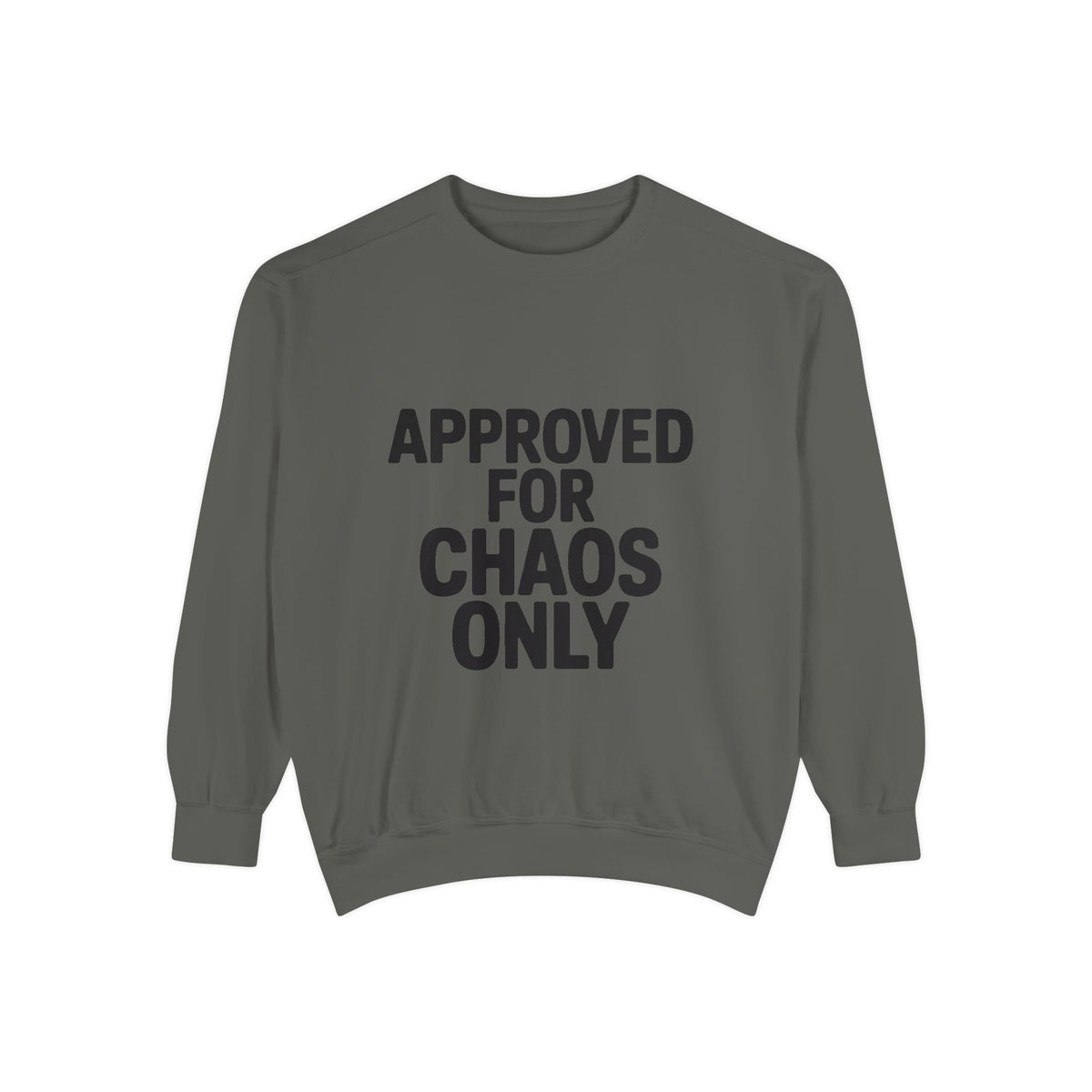 Approved For Chaos Only Sweatshirt, Funny Embroidered Crewneck, Bold Typography Sweatshirt, Sarcastic Gift for Him Her