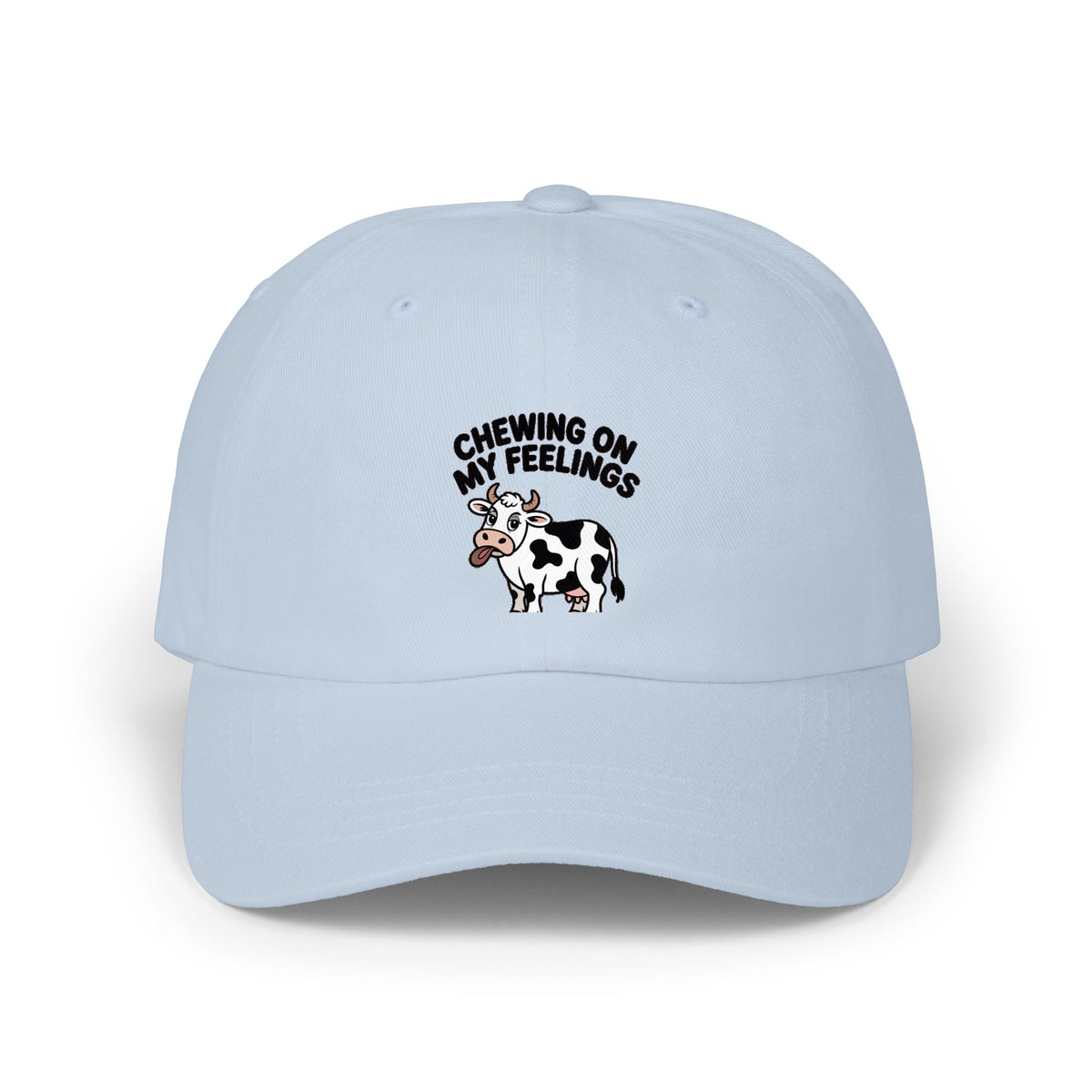 Chewing On My Feelings Dad Hat, Funny Cow Embroidered Cap, Cute Cow Lover Gift, Sarcastic Mental Health Hat, Unstructured Dad Cap