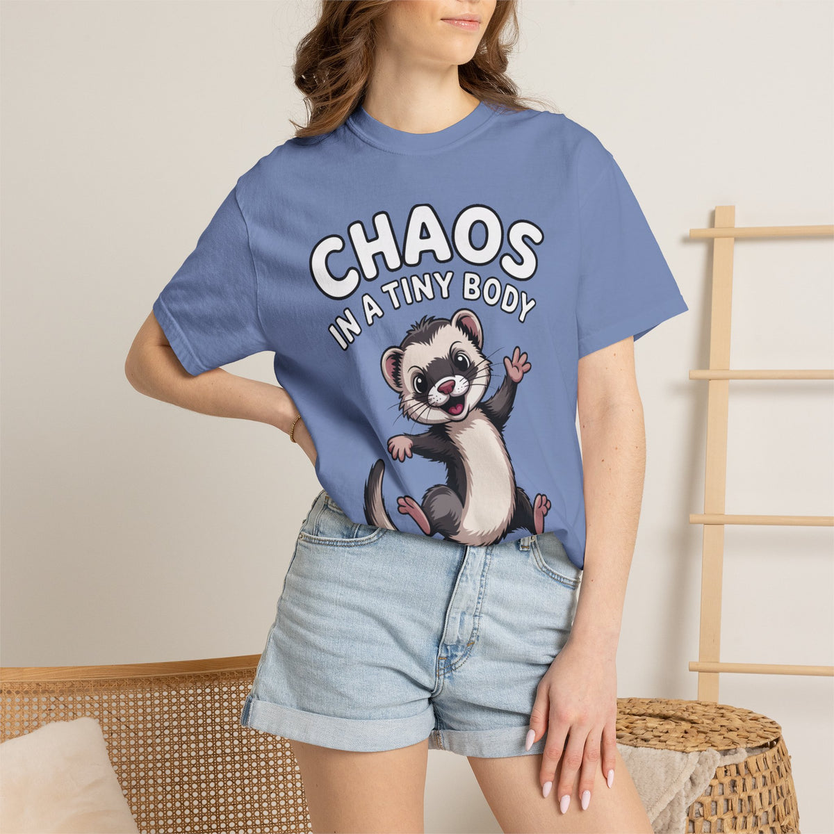Funny Ferret Shirt, Chaos In A Tiny Body T-Shirt, Cute Ferret Lover Gift, Funny Pet Owner Tee, Ferret Mom Dad Shirt