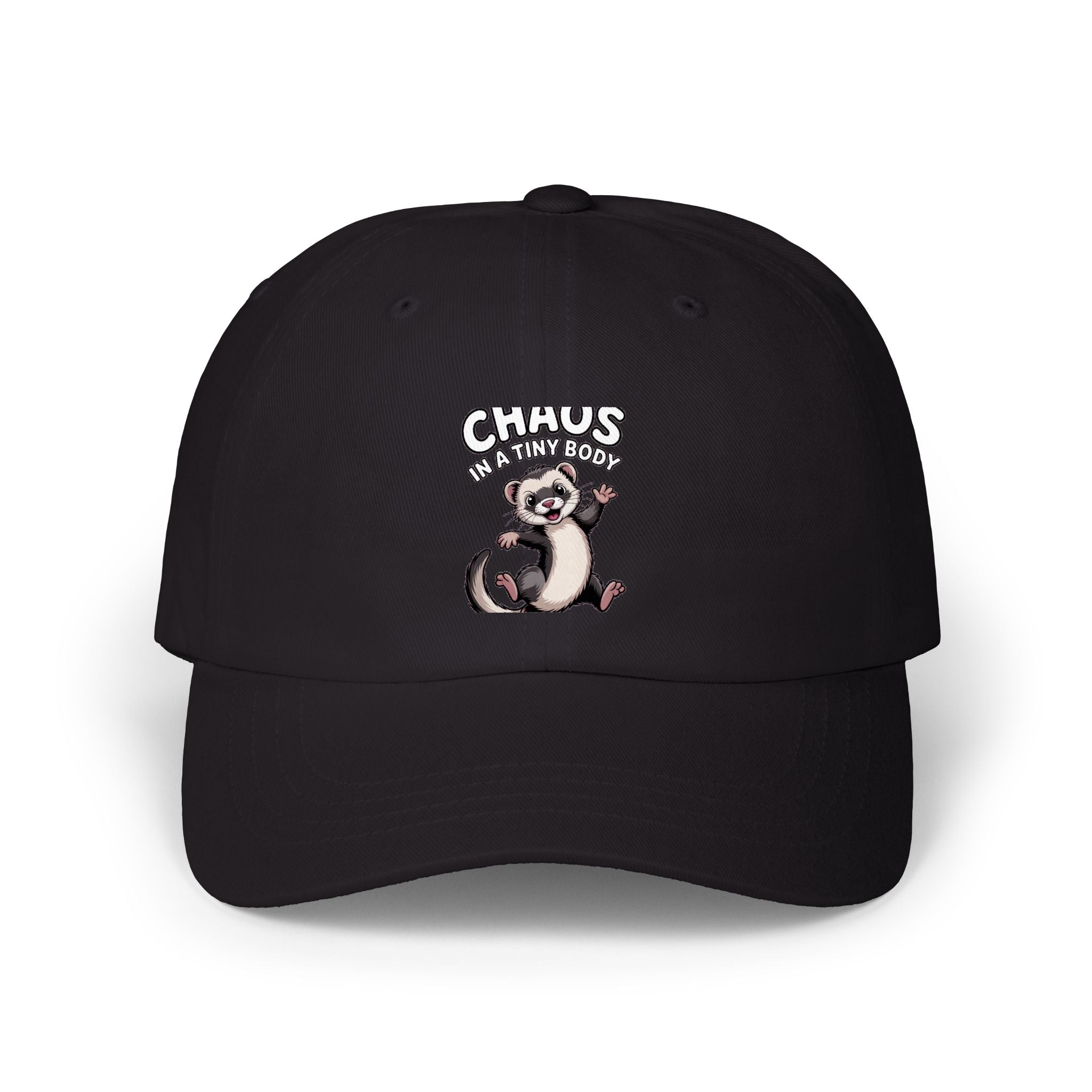 Funny Ferret Dad Hat, Chaos In A Tiny Body Cap, Cute Ferret Lover Gift, Embroidered Ferret Baseball Cap, Funny Pet Owner Hat