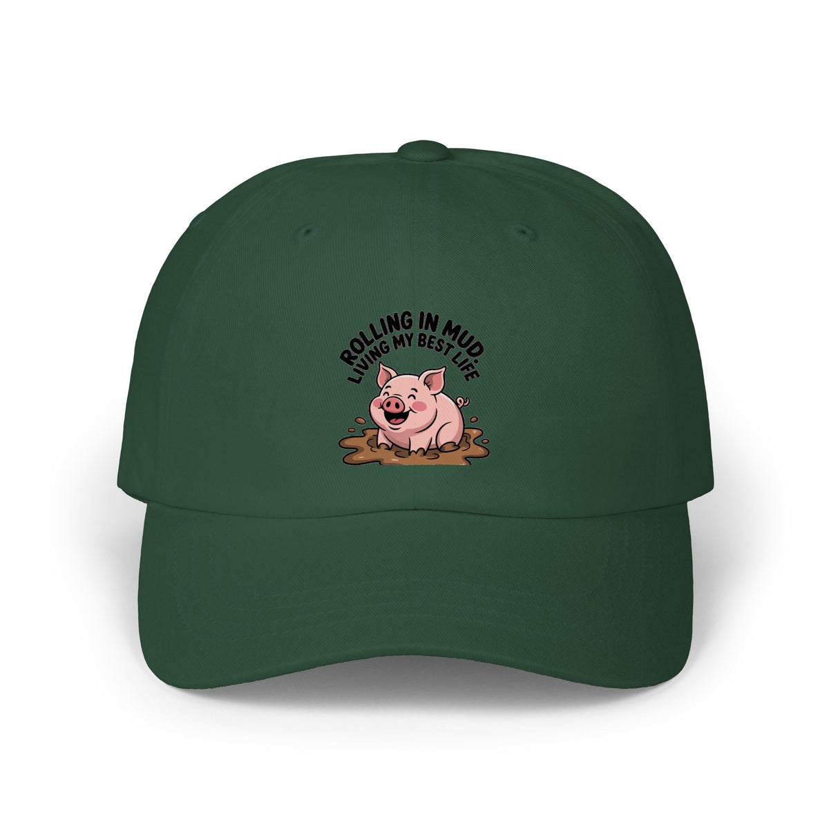 Funny Pig Dad Hat, Rolling In Mud Living My Best Life Cap, Cute Pig Embroidered Hat, Farm Animal Lover Gift, Funny Farmer Cap