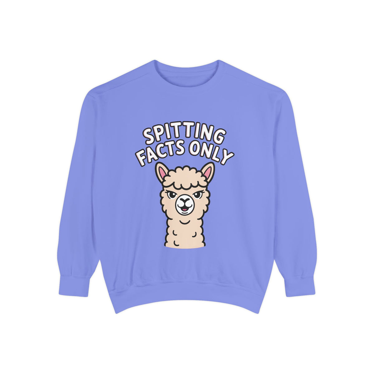Alpaca Spitting Facts Sweatshirt, Funny Sassy Alpaca Crewneck, Cute Embroidered-Style Animal Sweatshirt, Alpaca Lover Gift