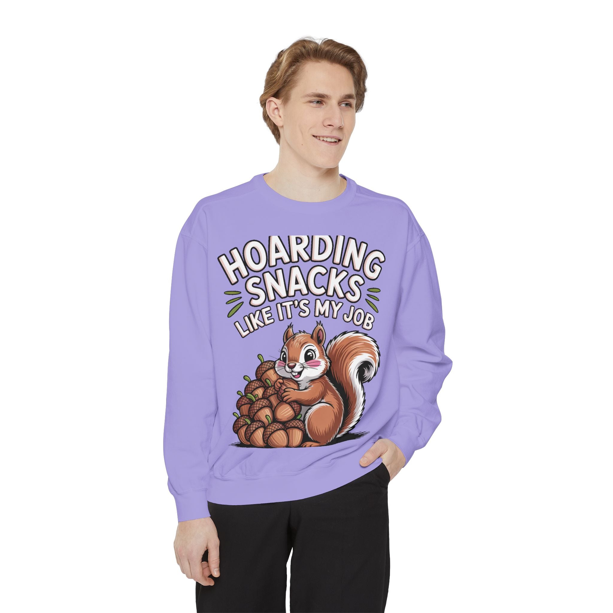 Funny Squirrel Sweatshirt, Hoarding Snacks Like It's My Job Crewneck, Cute Acorn Squirrel Gift, Snack Lover Sweatshirt
