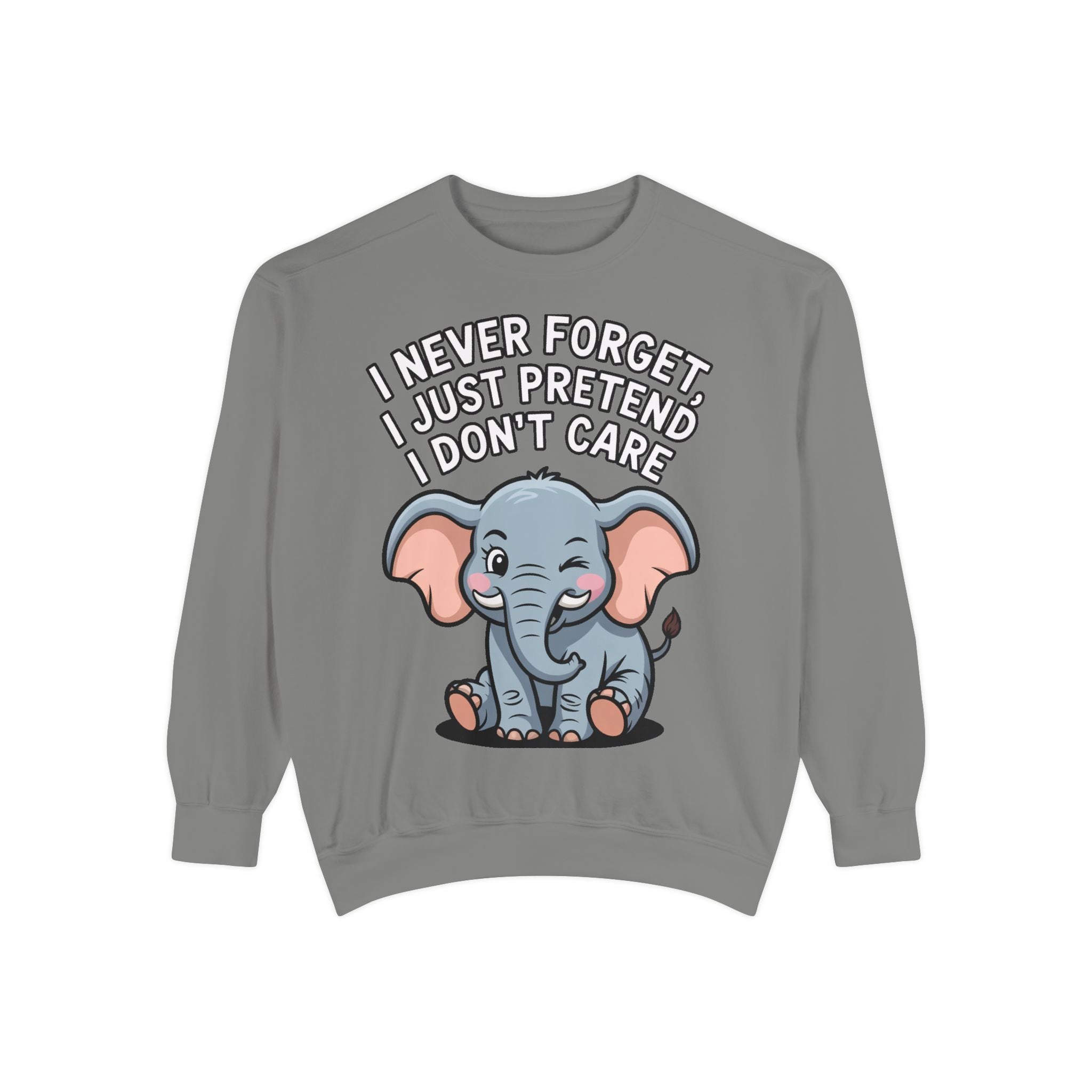 Funny Elephant Sweatshirt, I Never Forget Crewneck, Sarcastic Elephant Pullover, Funny Animal Lover Gift, Embroidered Patch Style