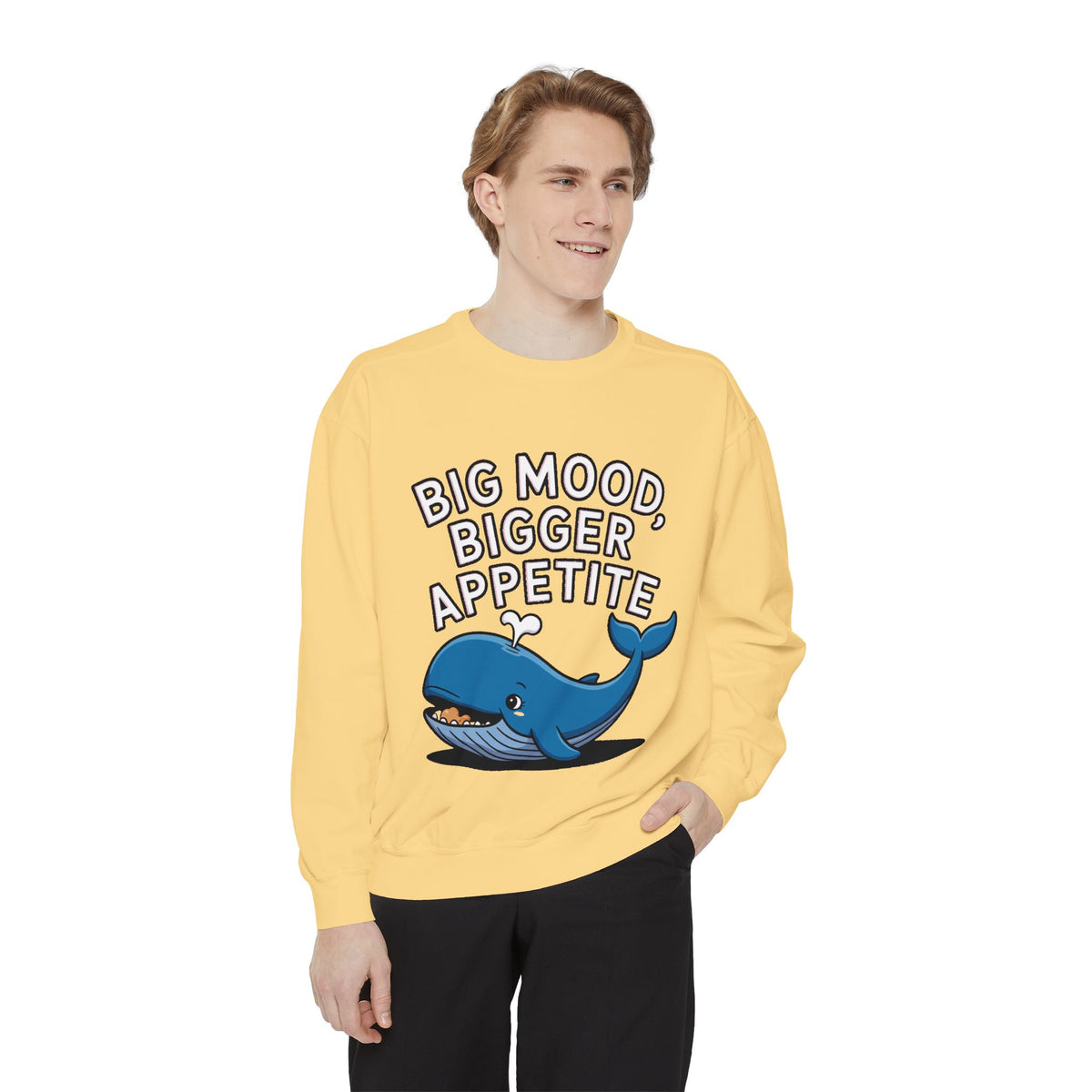 Big Mood Whale Sweatshirt, Funny Whale Snack Crewneck, Cute Cartoon Whale Lover Gift, Big Appetite Sweatshirt