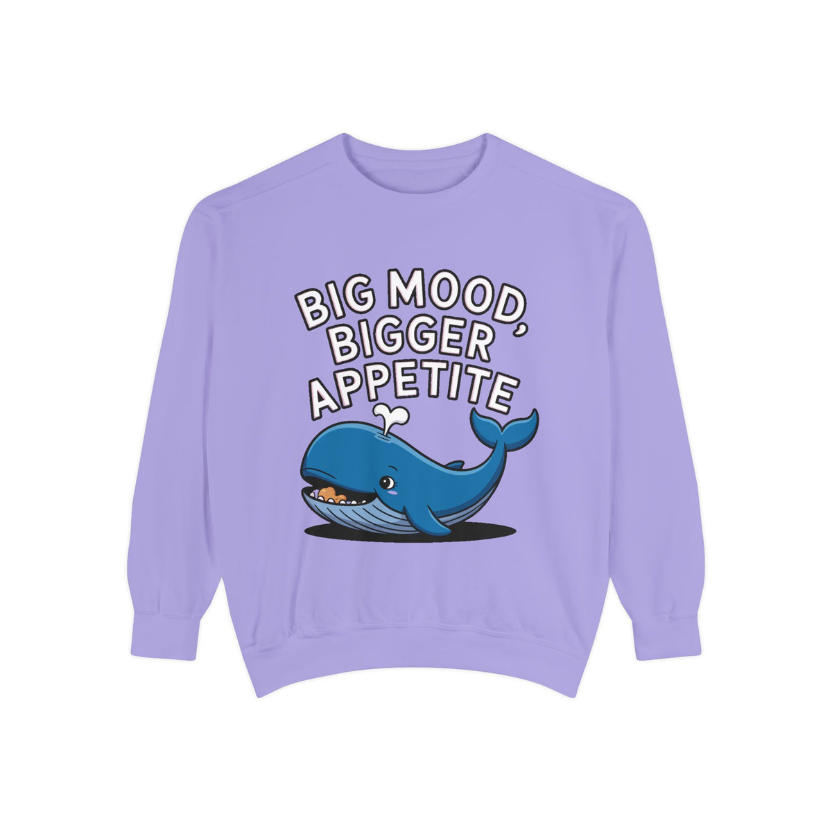 Big Mood Whale Sweatshirt, Funny Whale Snack Crewneck, Cute Cartoon Whale Lover Gift, Big Appetite Sweatshirt