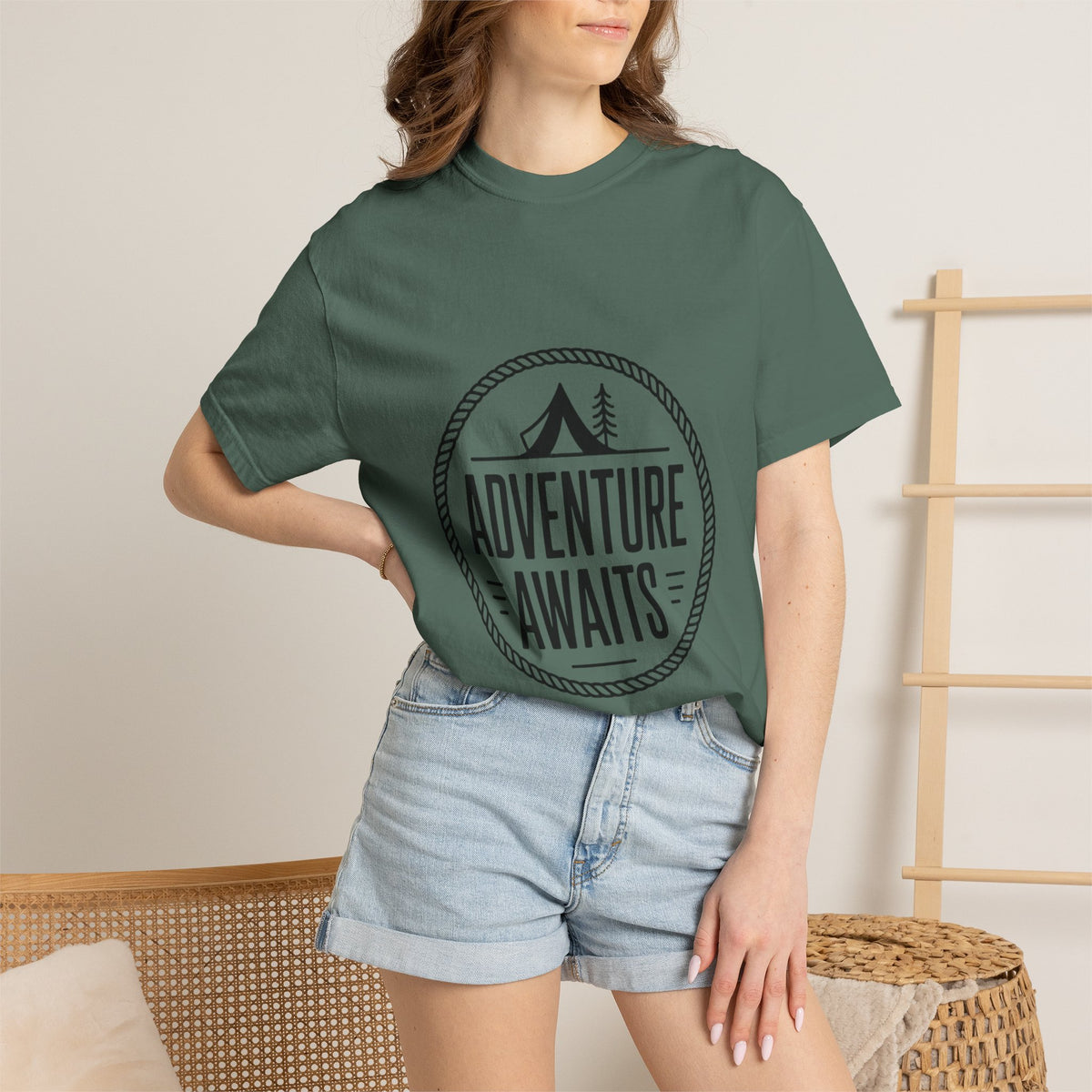 Adventure Awaits Camp Badge Shirt, Vintage Camping T-Shirt, Outdoor Lover Gift, Retro Hiking Tee, Pine Tree Nature Shirt