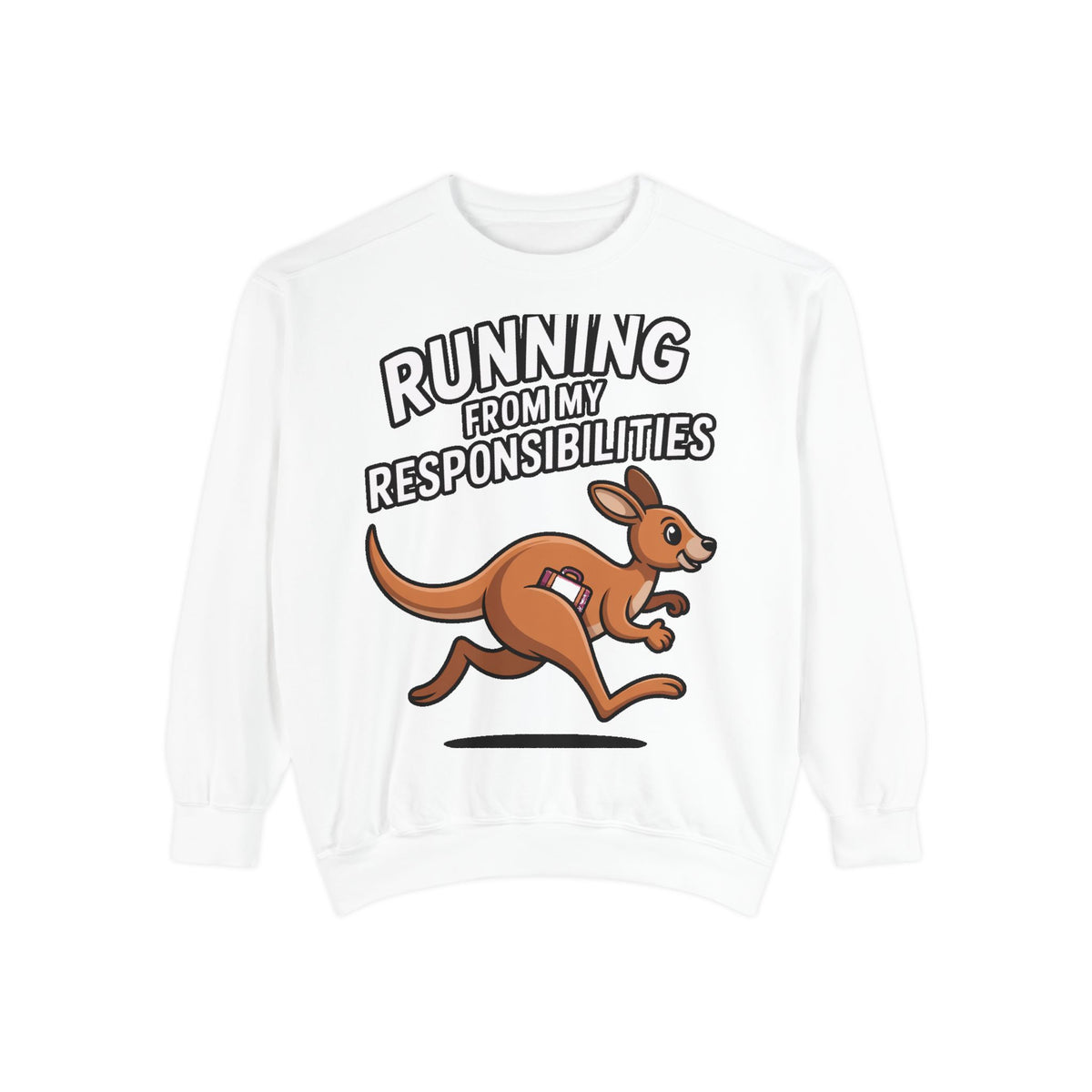 Running From My Responsibilities Sweatshirt, Funny Kangaroo Crewneck, Adulting Humor Gift, Cute Cartoon Animal Sweatshirt