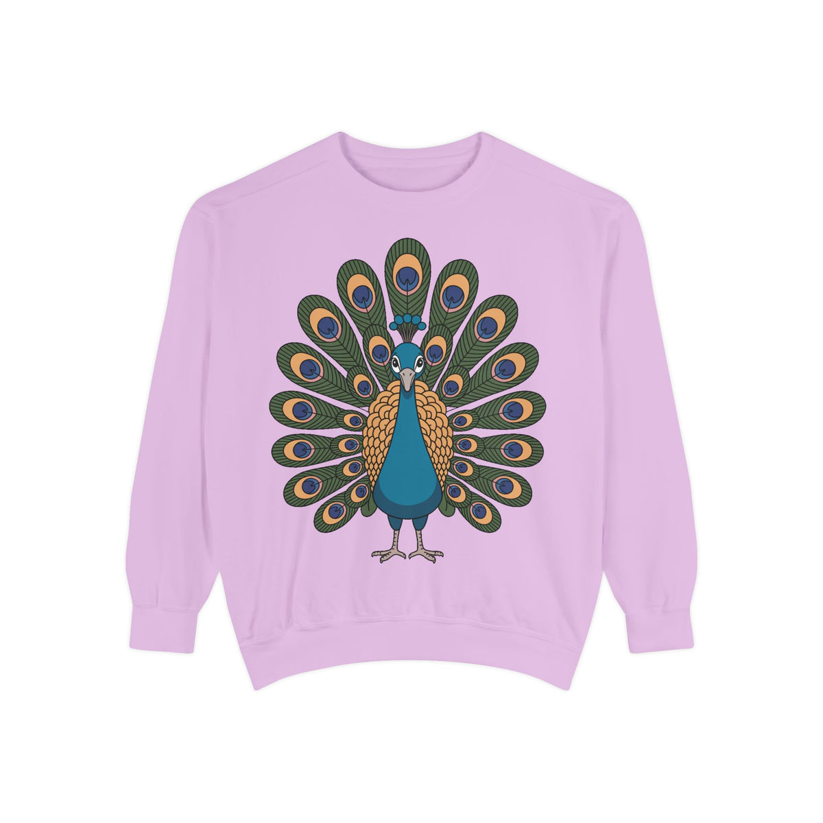 Peacock Sweatshirt, Cute Cartoon Peacock Crewneck, Embroidered Patch Style Feather Sweatshirt, Bird Lover Gift
