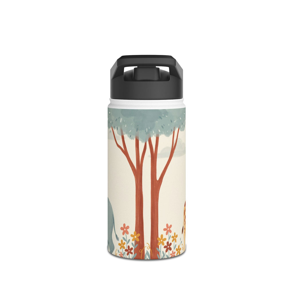 Kids Safari Animal Stainless Steel Water Bottle – Lion, Giraffe & Elephant Design
