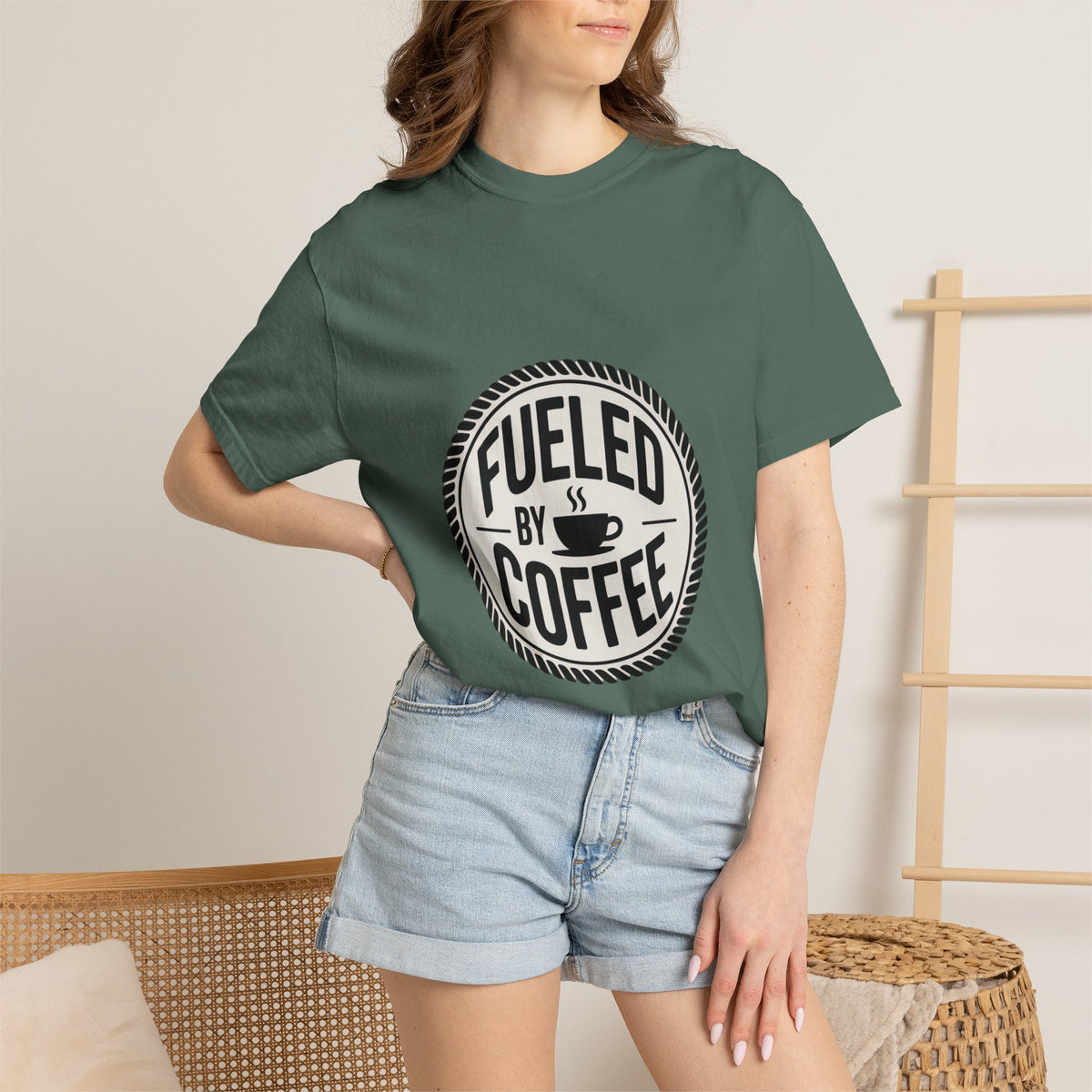 Fueled By Coffee Badge Shirt, Vintage Coffee Lover T-Shirt, Retro Coffee Stamp Logo Tee, Funny Coffee Addict Gift