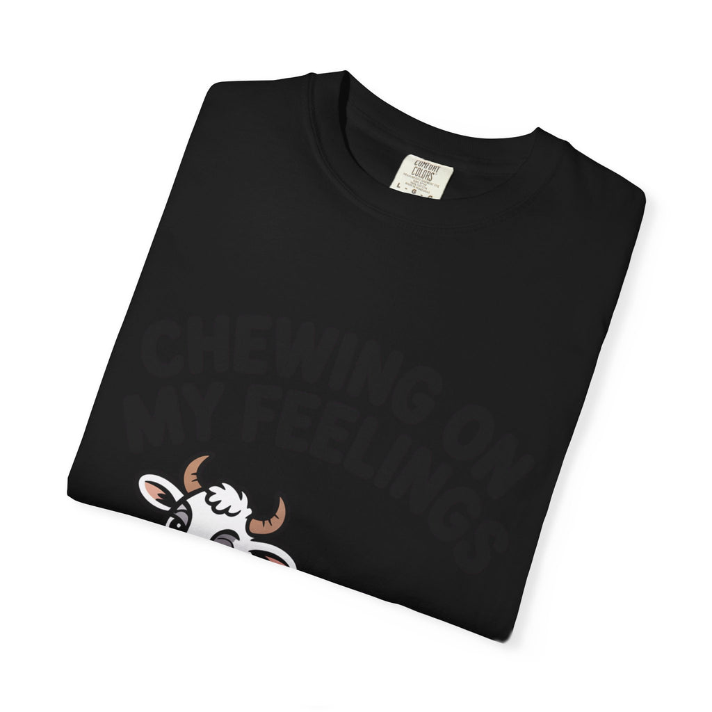 Chewing On My Feelings Cow Shirt, Funny Cow T-Shirt, Cute Cartoon Cow Tee, Sarcastic Farm Animal Gift, Mental Health Humor Shirt