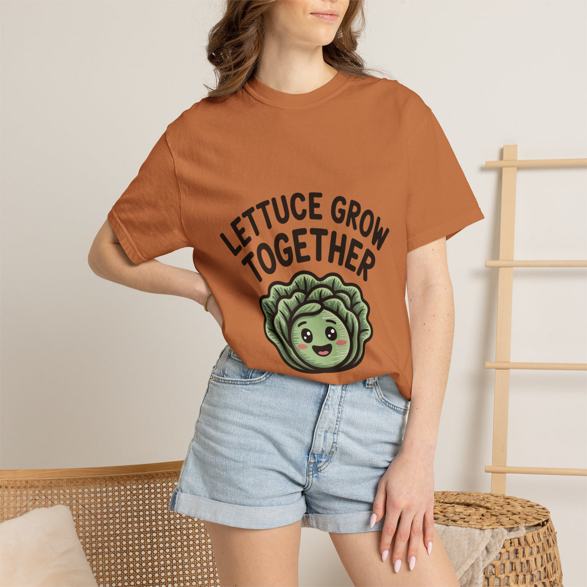 Lettuce Grow Together Shirt, Funny Vegetable Pun T-Shirt, Cute Cartoon Lettuce Tee, Gardener Gift, Plant Lover Shirt