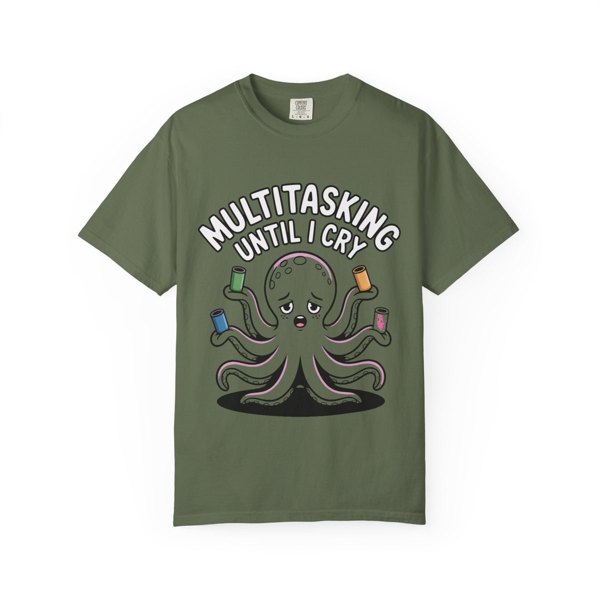 Multitasking Octopus Shirt, Funny Stressed Octopus T-Shirt, Multitasking Until I Cry Tee, Cute Cartoon Octopus Gift