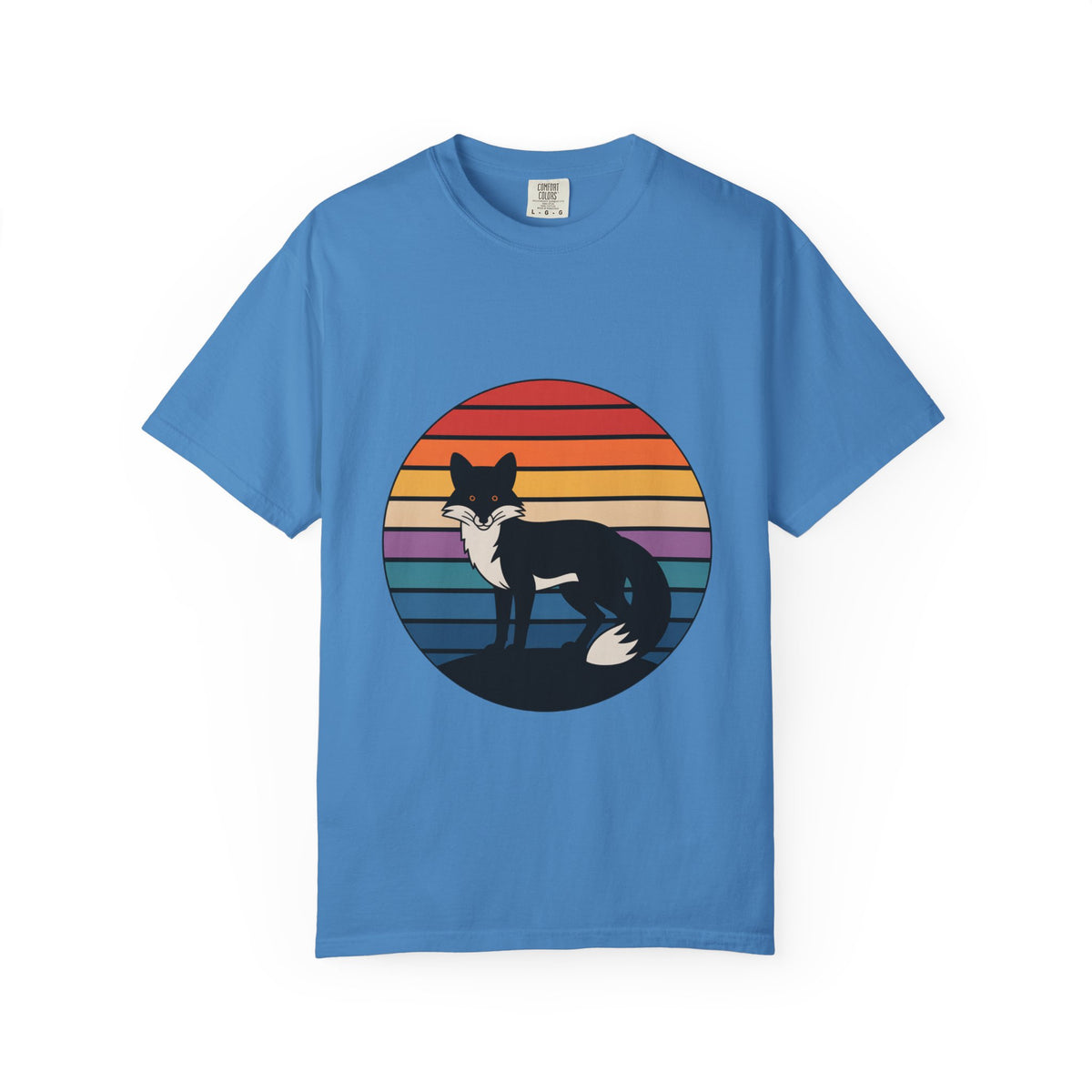 Retro Sunset Fox Badge T-Shirt