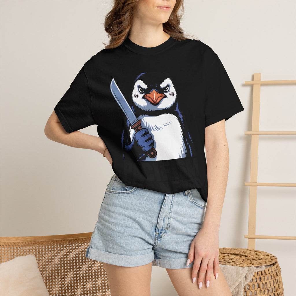 Funny Penguin Shirt, Pacifism Was Never An Option Tee, Dramatic Penguin With Knife T-Shirt, Sarcastic Meme Gift Shirt