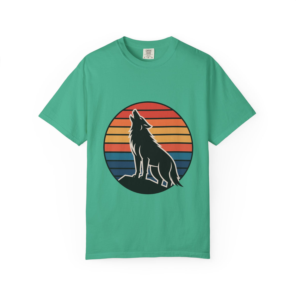 Retro Sunset Wolf Badge T-Shirt