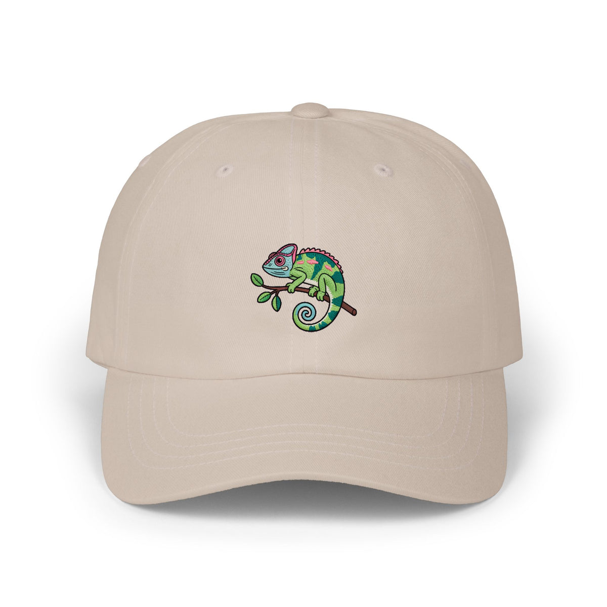 Chameleon Dad Hat, Cute Chameleon On Branch Embroidered Cap, Reptile Lover Gift, Cartoon Animal Dad Cap, Unstructured 6-Panel Hat
