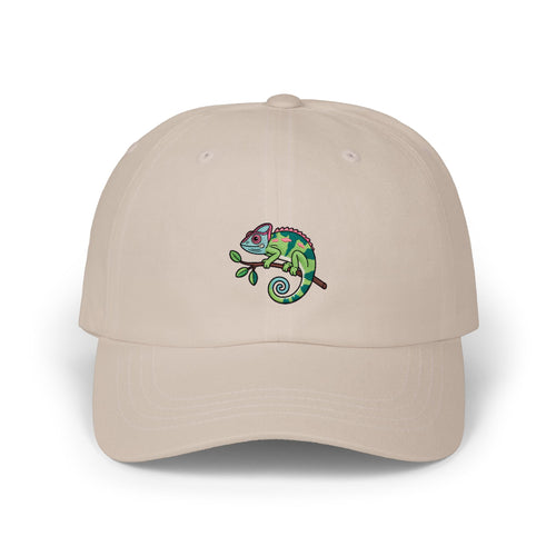 Chameleon Dad Hat, Cute Chameleon On Branch Embroidered Cap, Reptile Lover Gift, Cartoon Animal Dad Cap, Unstructured 6-Panel Hat