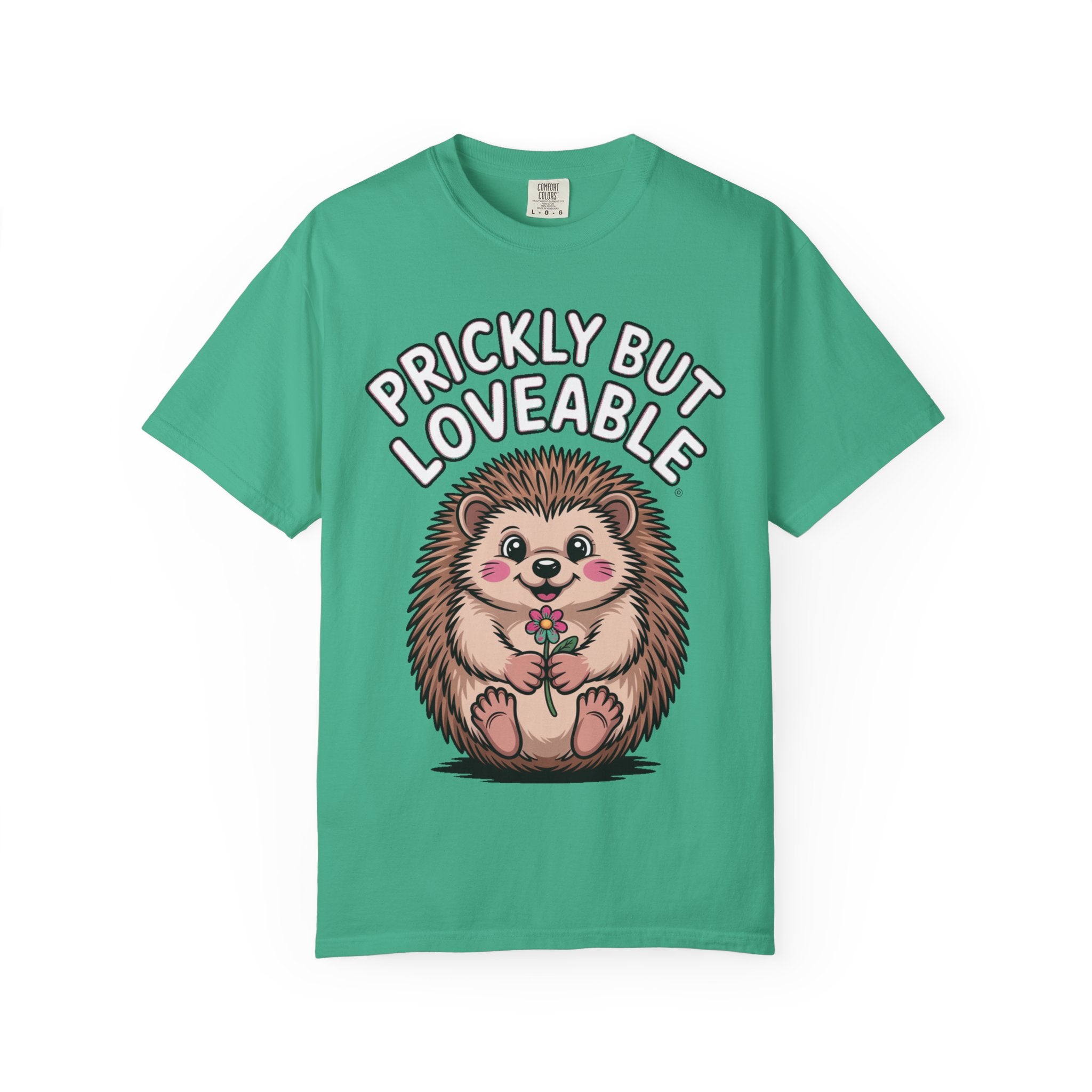 Prickly But Loveable Hedgehog Shirt, Cute Cartoon Hedgehog T-Shirt, Funny Animal Lover Gift, Flower Hedgehog Tee