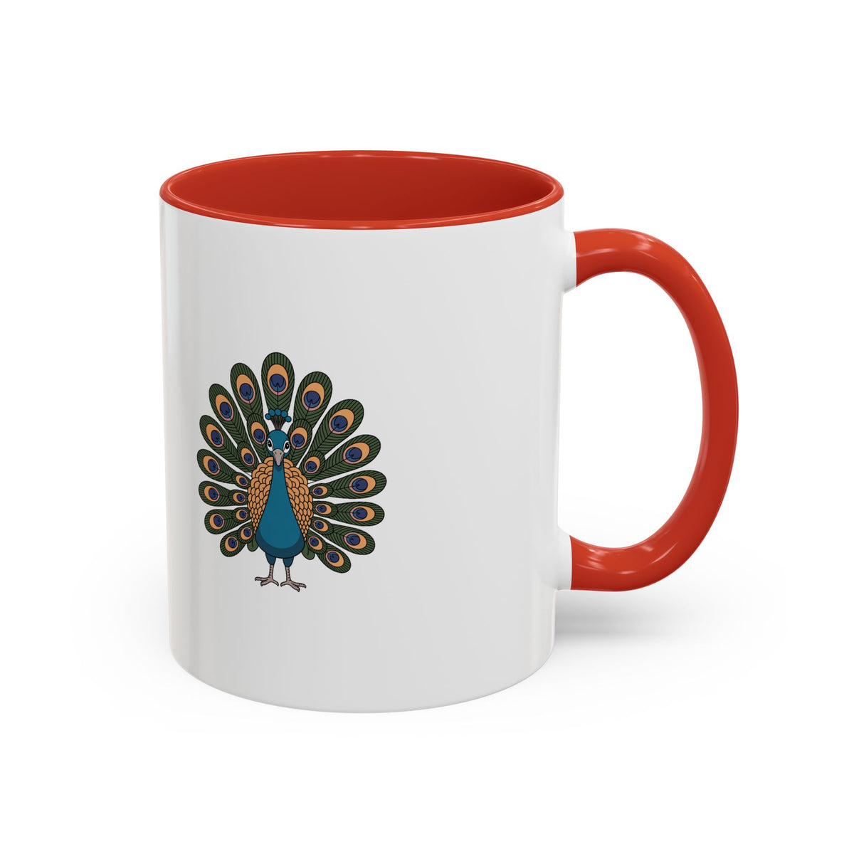 Cute Peacock Mug, Fanned Feather Peacock Coffee Cup, Bird Lover Gift, Cartoon Peacock Ceramic Mug, Colorful Feather Pattern Mug