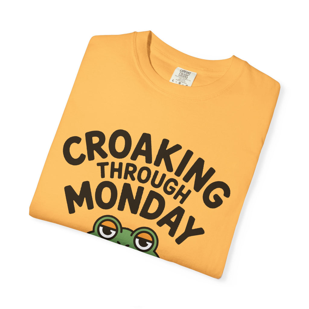 Croaking Through Monday Shirt, Funny Frog Coffee T-Shirt, Cute Frog Lover Gift, Monday Mood Tee, Sarcastic Frog Shirt
