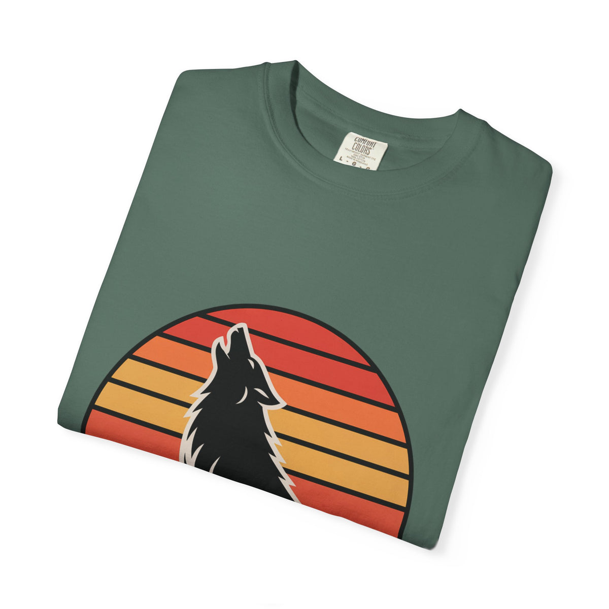 Retro Sunset Wolf Badge T-Shirt