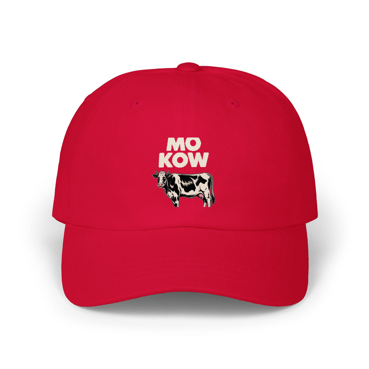 Mo Kow Funny Cow Dad Hat, Absurd Meme Embroidered Cap, Deadpan Farm Animal Hat, Funny Farmer Gift, Cow Lover Baseball Cap