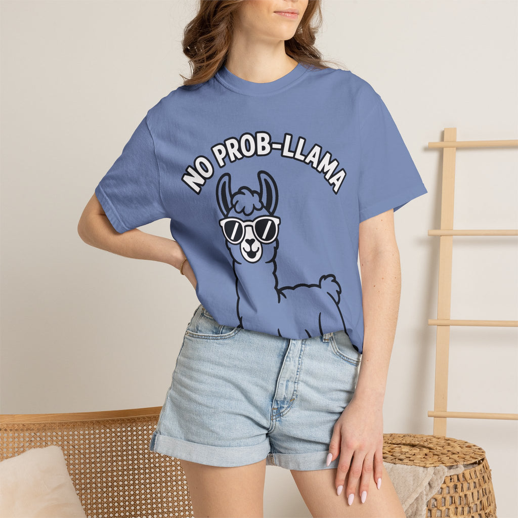 No Prob Llama Shirt, Funny Llama T-Shirt, Cute Llama Sunglasses Tee, Llama Lover Gift, Garment Dyed Unisex Shirt
