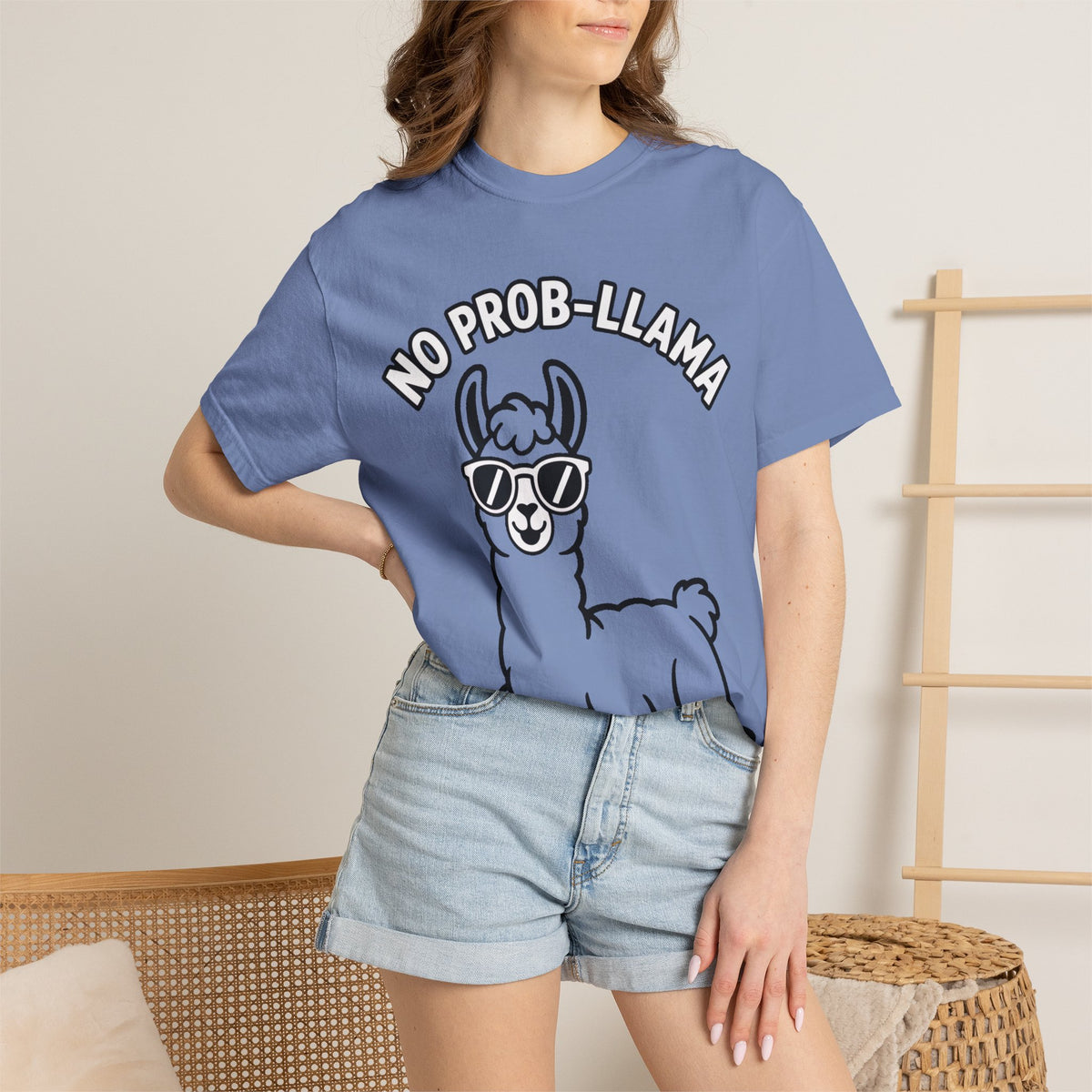 No Prob Llama Shirt, Funny Llama T-Shirt, Cute Llama Sunglasses Tee, Llama Lover Gift, Garment Dyed Unisex Shirt
