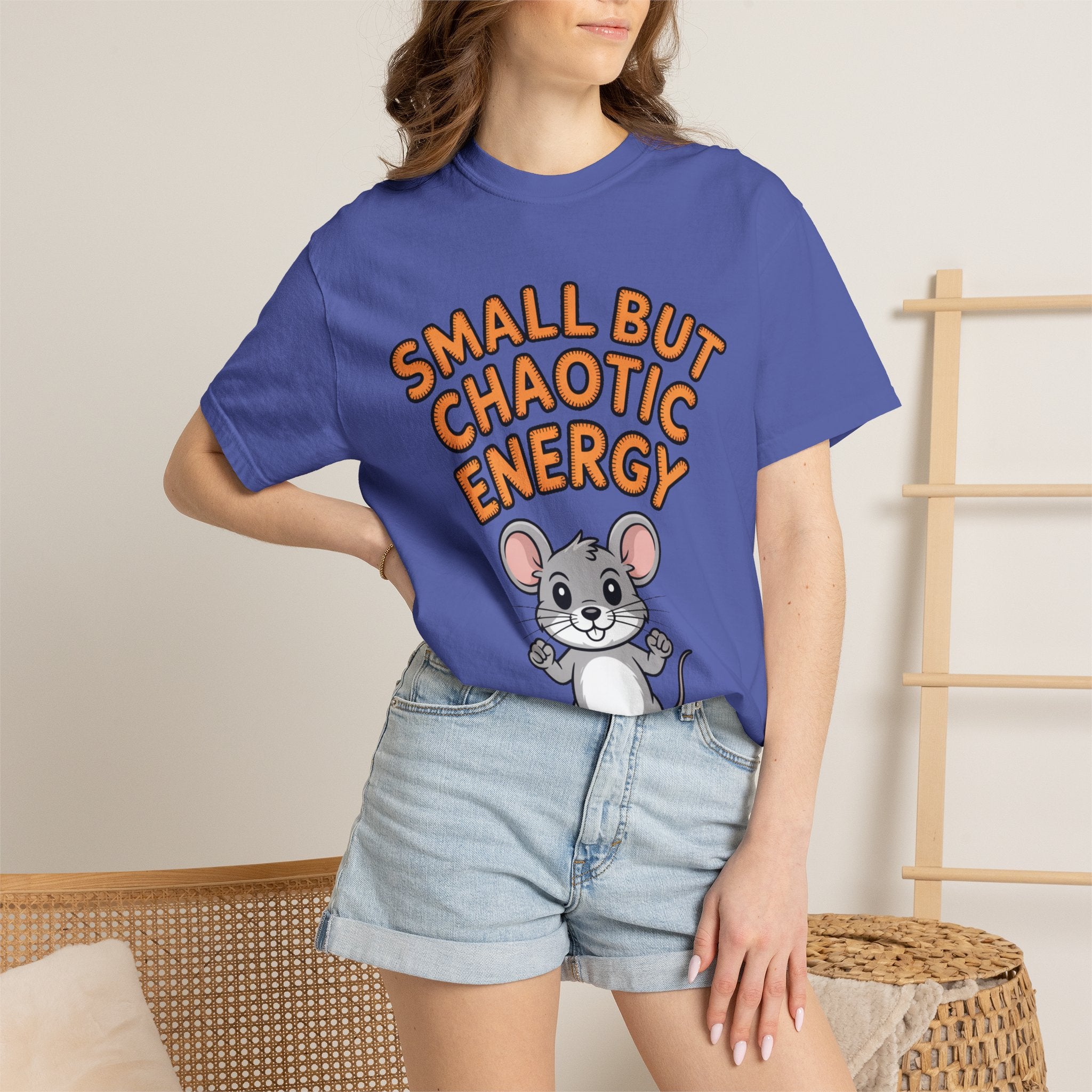 Small But Chaotic Energy Mouse Shirt, Funny Mouse T-Shirt, Cute Cartoon Animal Tee, Sarcastic Gift for Her