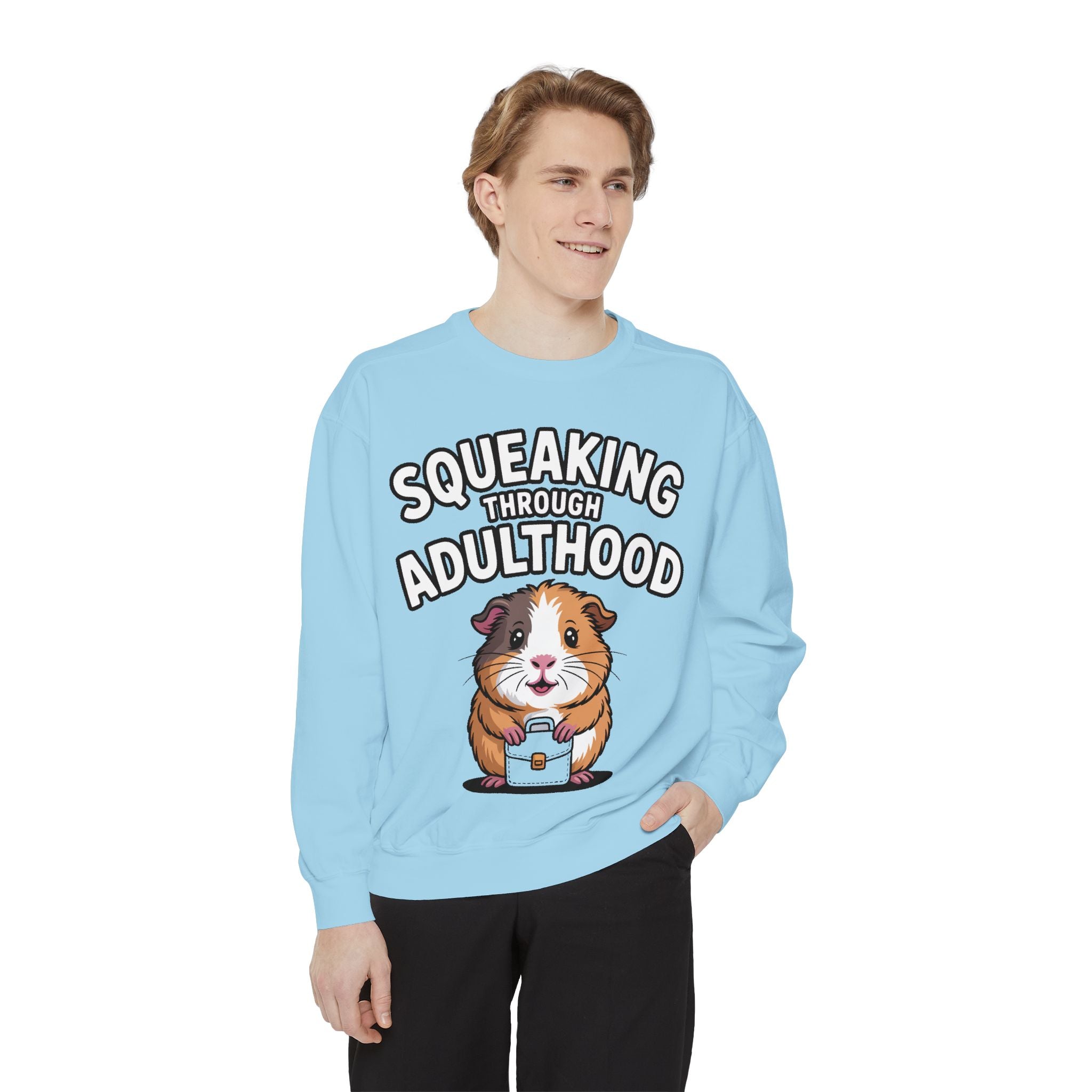 Guinea Pig Squeaking Through Adulthood Sweatshirt, Funny Guinea Pig Crewneck, Cute Adulting Sweatshirt, Guinea Pig Lover Gift