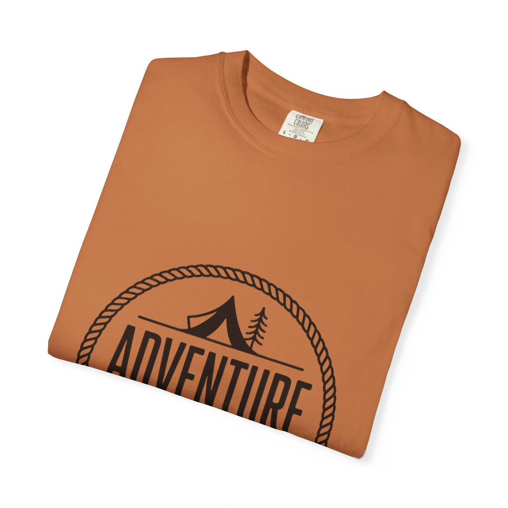 Adventure Awaits Camp Badge Shirt, Vintage Camping T-Shirt, Outdoor Lover Gift, Retro Hiking Tee, Pine Tree Nature Shirt