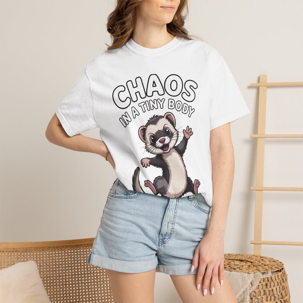 Funny Ferret Shirt, Chaos In A Tiny Body T-Shirt, Cute Ferret Lover Gift, Funny Pet Owner Tee, Ferret Mom Dad Shirt