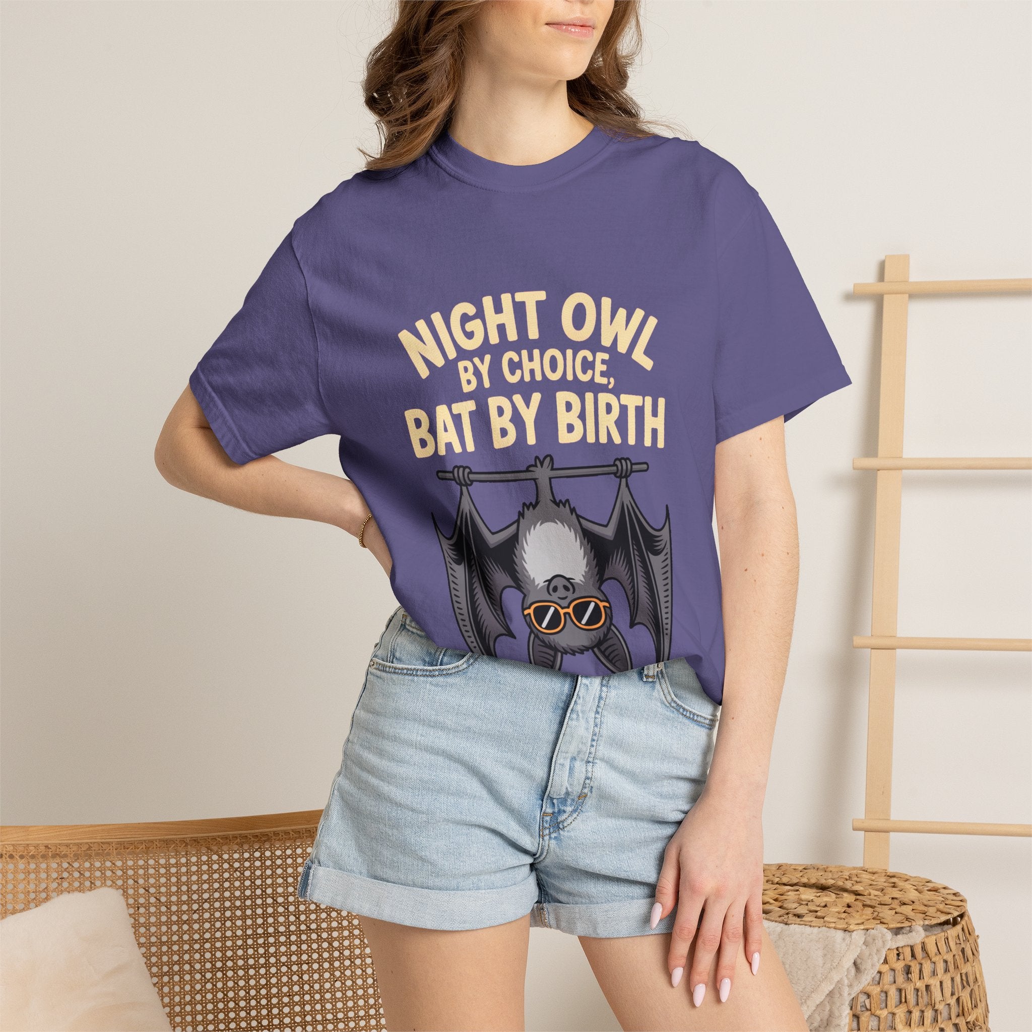 Night Owl By Choice Bat Shirt, Funny Bat T-Shirt, Cute Bat Wearing Sunglasses Tee, Halloween Gift for Night Owls