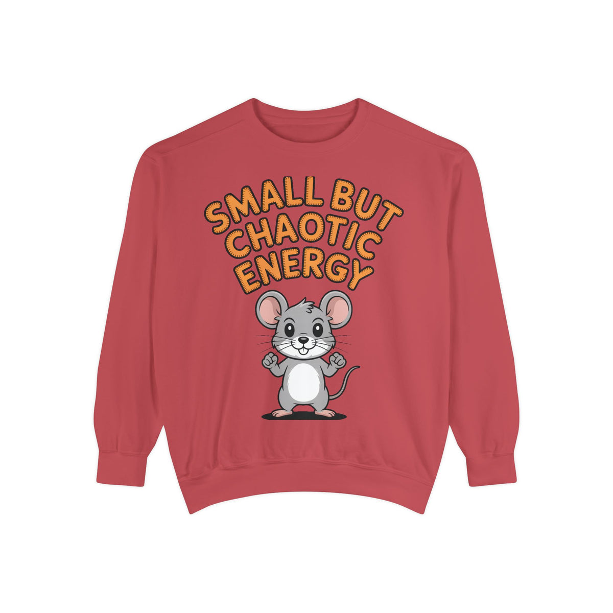 Small But Chaotic Energy Sweatshirt, Funny Mouse Crewneck, Cute Cartoon Mouse Sweatshirt, Embroidered Patch Style Gift