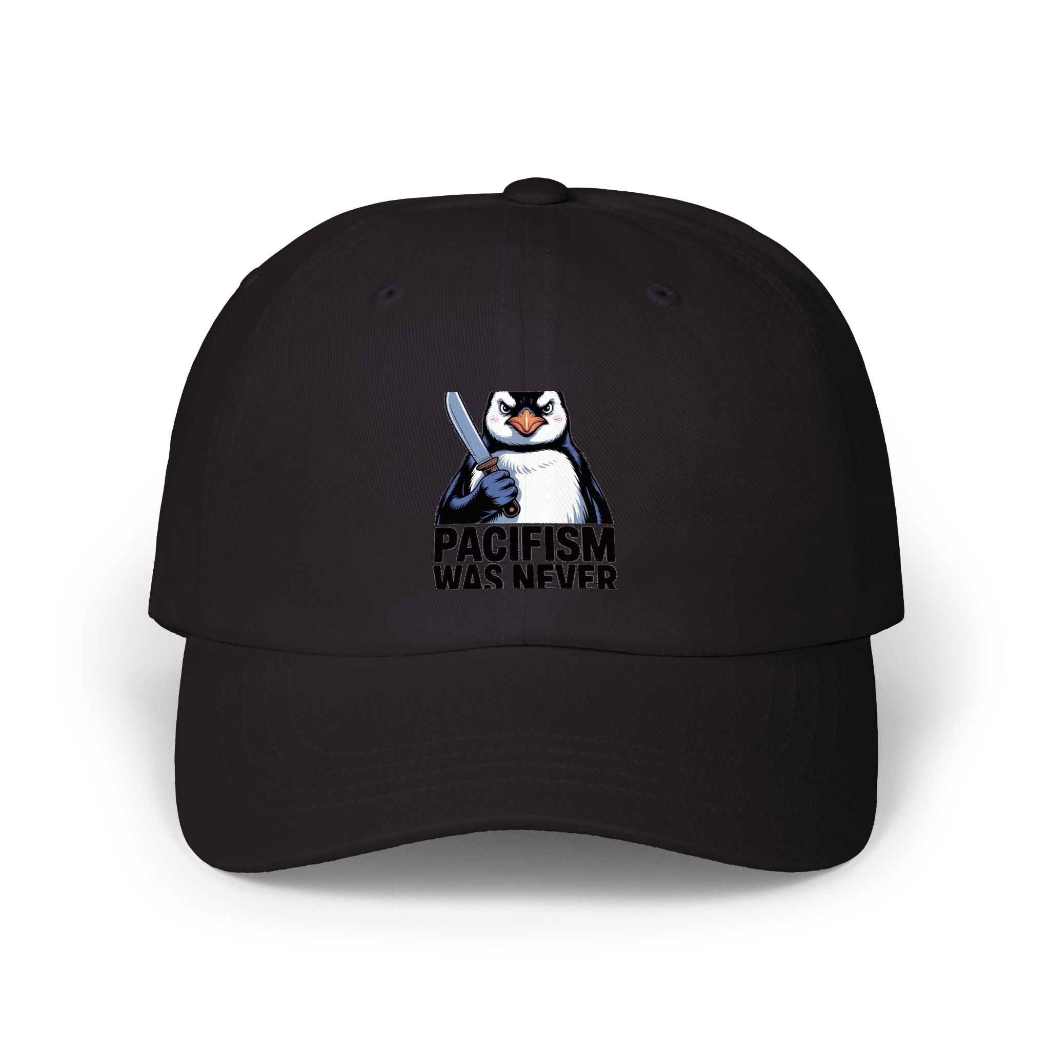 Funny Penguin Dad Hat, Pacifism Was Never An Option Cap, Sarcastic Penguin Embroidered Hat, Funny Animal Gift