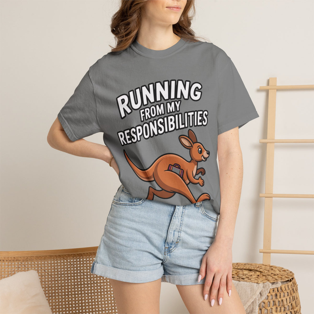 Funny Kangaroo Shirt, Running From My Responsibilities T-Shirt, Sarcastic Adulting Tee, Funny Gift for Procrastinators
