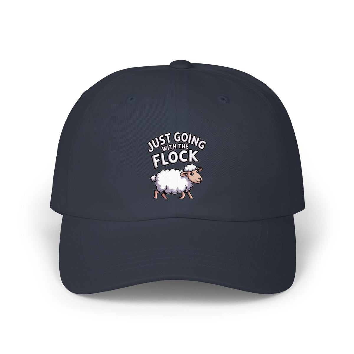 Funny Sheep Dad Hat, Just Going With The Flock Cap, Cute Cartoon Sheep Embroidered Hat, Funny Farm Animal Gift, Unstructured Baseball Cap
