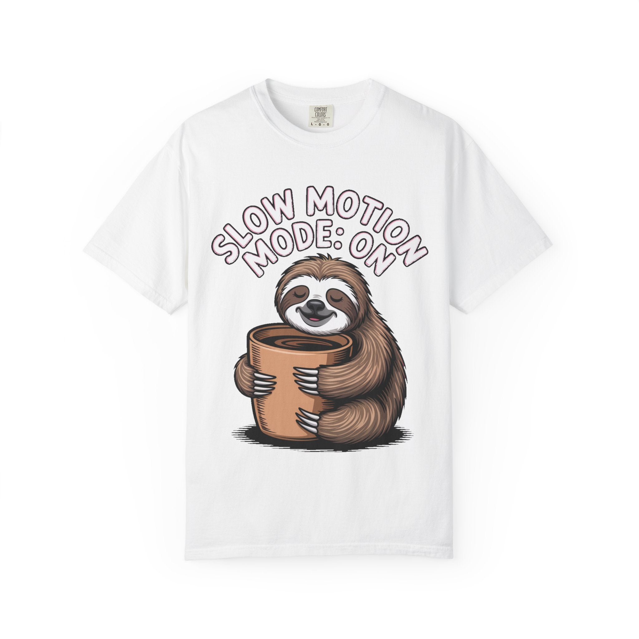 Slow Motion Sloth Shirt, Funny Coffee Lover T-Shirt, Cute Sloth Hugging Coffee Cup Tee, Sleepy Sloth Gift for Coffee Addict
