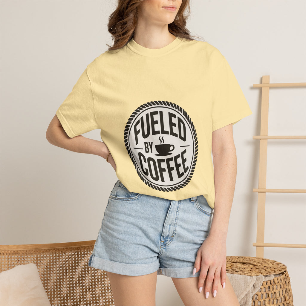 Fueled By Coffee Badge Shirt, Vintage Coffee Lover T-Shirt, Retro Coffee Stamp Logo Tee, Funny Coffee Addict Gift