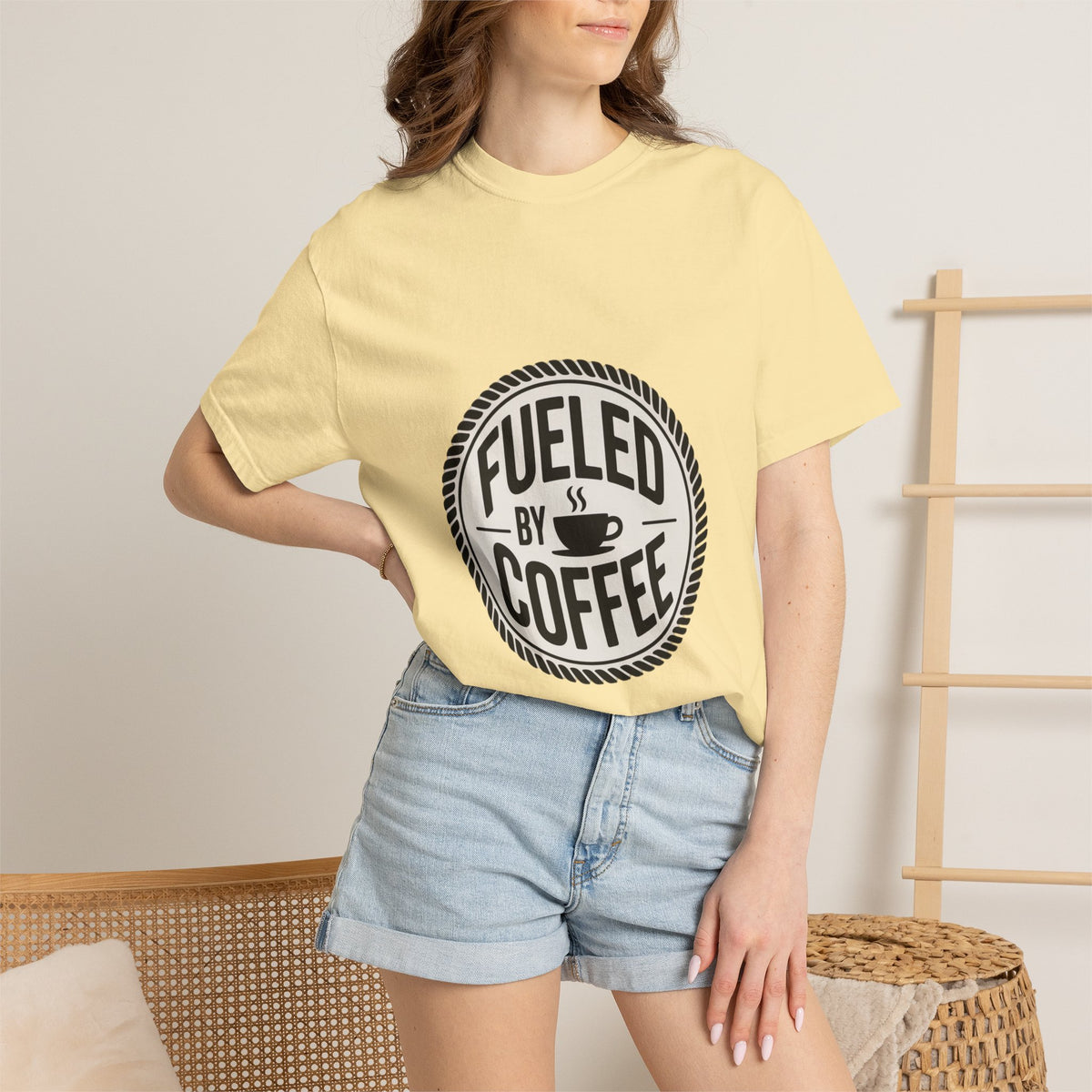 Fueled By Coffee Badge Shirt, Vintage Coffee Lover T-Shirt, Retro Coffee Stamp Logo Tee, Funny Coffee Addict Gift