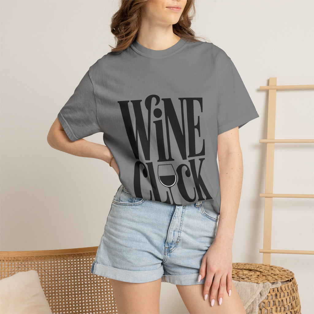 Wine O'Clock Shirt, Funny Wine Lover T-Shirt, Bold Typography Wine Glass Tee, Cute Gift for Wine Drinker