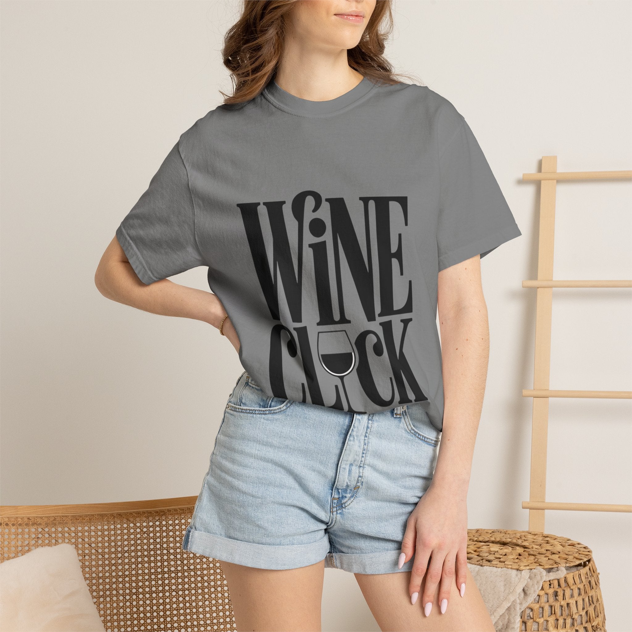 Wine O'Clock Shirt, Funny Wine Lover T-Shirt, Bold Typography Wine Glass Tee, Cute Gift for Wine Drinker