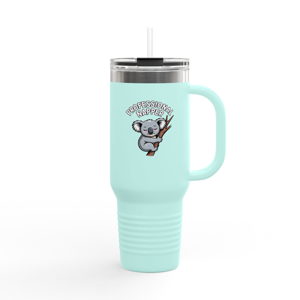 Professional Napper Koala 40oz Tumbler, Funny Koala Travel Mug, Cute Sleepy Koala Gift, Nap Lover Insulated Cup With Handle